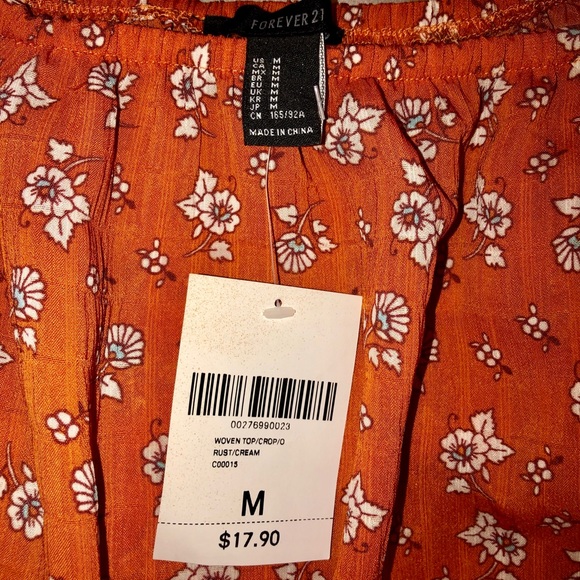 NWT Forever 21 Off The Shoulder Crop Top in Rust - Picture 3 of 3